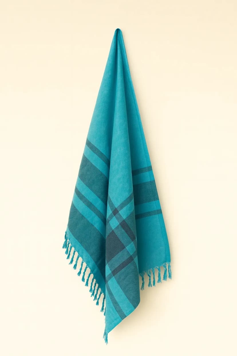 Turquoise Cotton Woven Hand Towel
