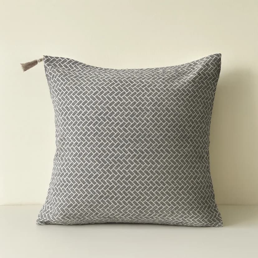 Basketweave Tassel Cushion Cover